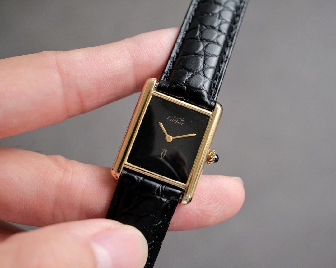 Must de Cartier Tank Vermeil Black Dial Manual Wind Ref. 6 - Mens - Image 2