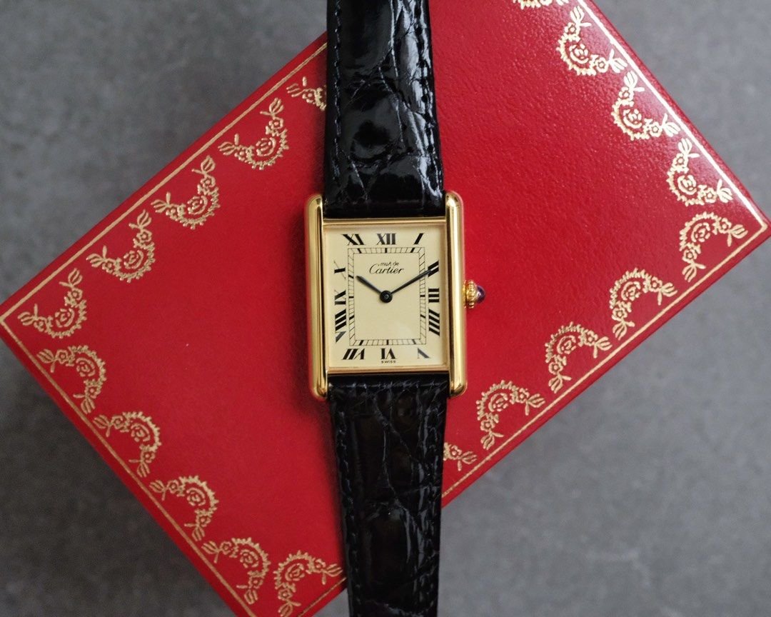 Must de Cartier Tank Vermeil Ivory Dial Manual Wind Ref. 6 - Mens