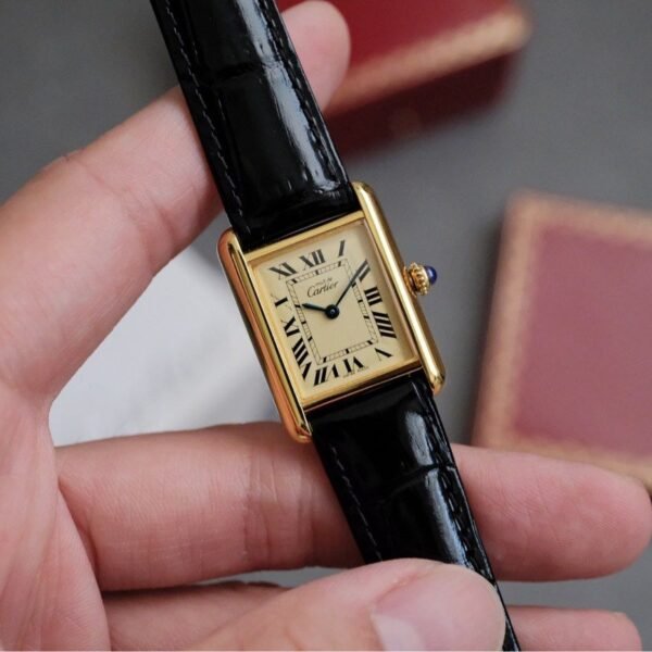 Must de Cartier Tank Vermeil MM Yellow Lemon Dial Ref. 2415