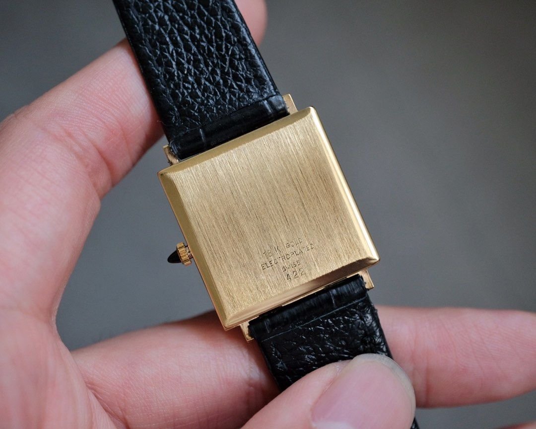 Vintage Catena 14K Gold Plated Green Malachite Dial Manual Wind - Image 7