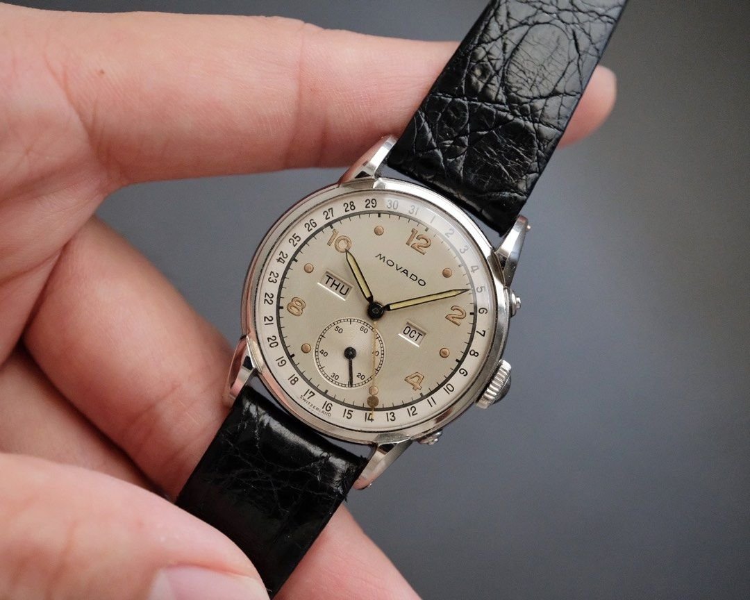 Vintage Movado Full Calendar Watch with Fancy Lug Ref. 14857