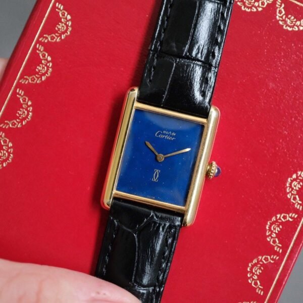 Must de Cartier Tank Vermeil Blue Dial Manual Wind Ref. 6 - Mens