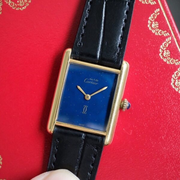 Must de Cartier Tank Vermeil Blue Dial Manual Wind Ref. 6 - Mens