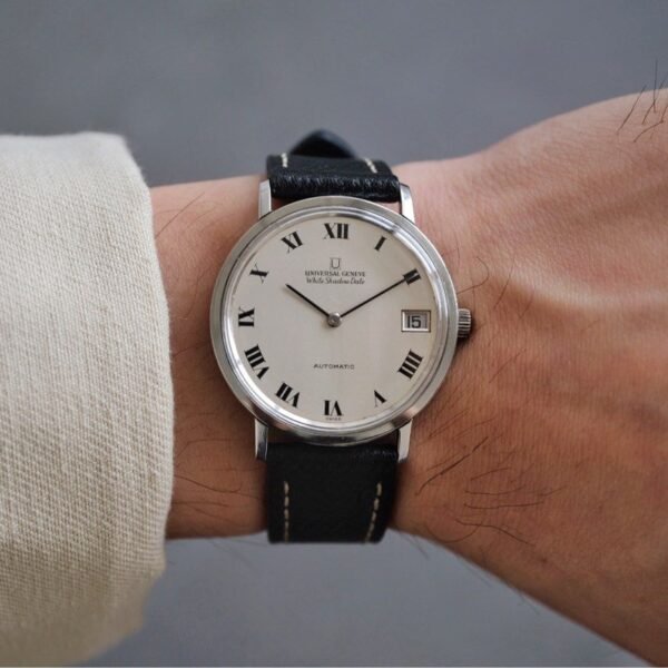 Universal Geneve White Shadow Date Automatic Watch
