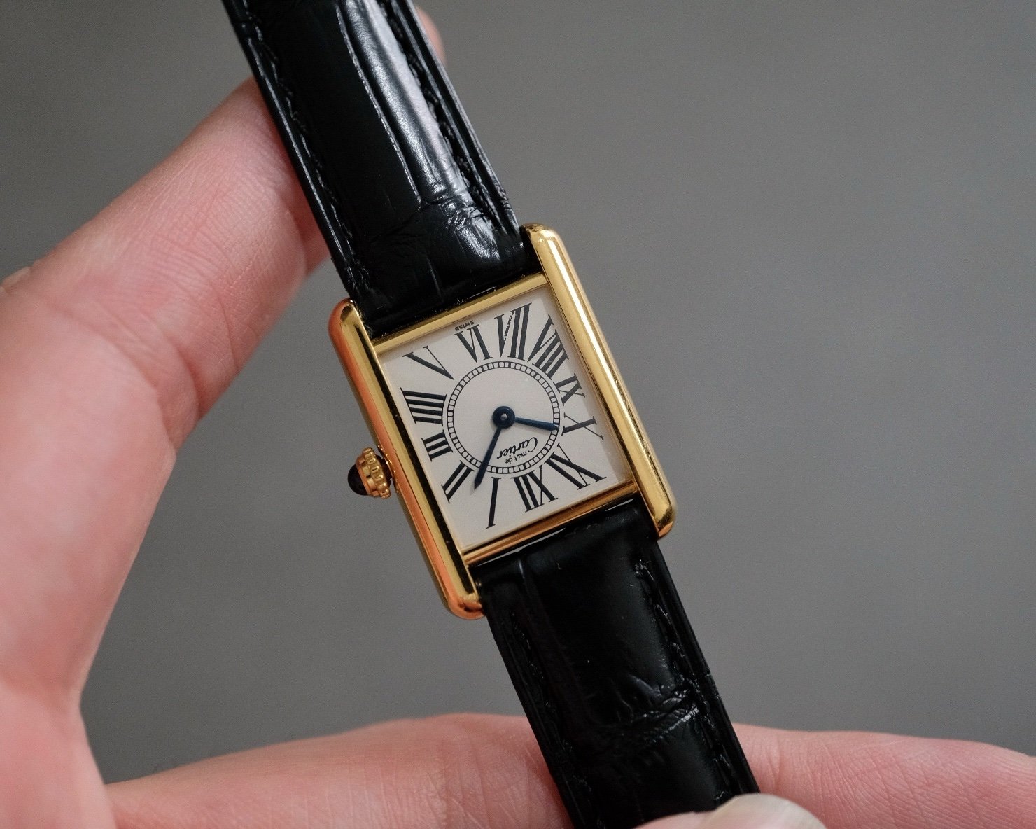 Must de Cartier Tank Vermeil SM Silver Opaline Ref. 1613 - Image 4