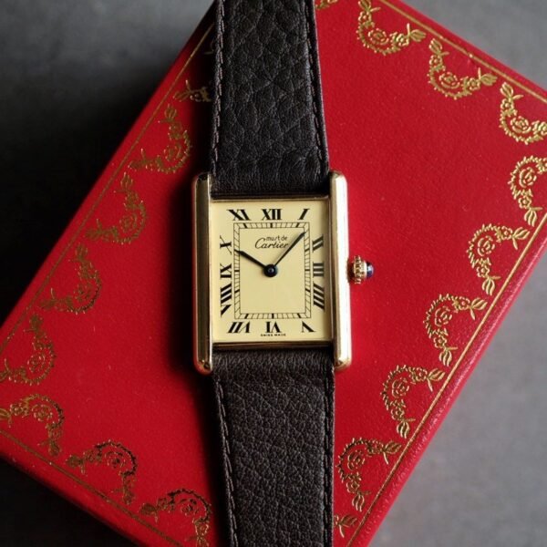 Must de Cartier Tank Vermeil LM Yellow Ivory Dial Ref. 590005
