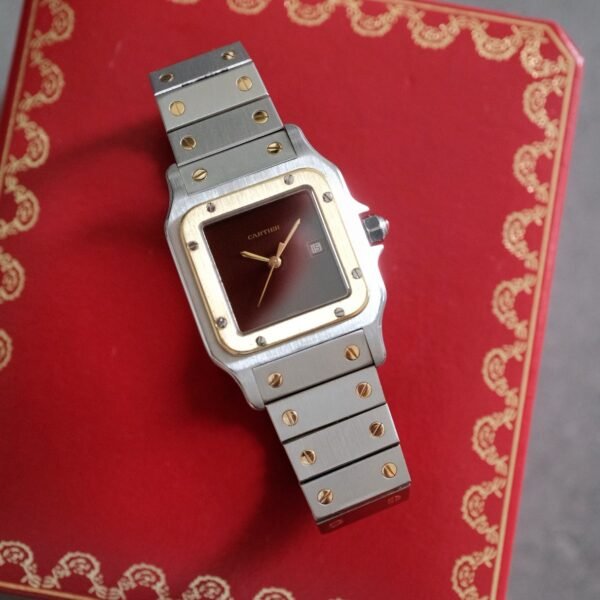 Cartier Santos Carree Burgundy Dial LM Two-Tone Automatic Ref. 2961
