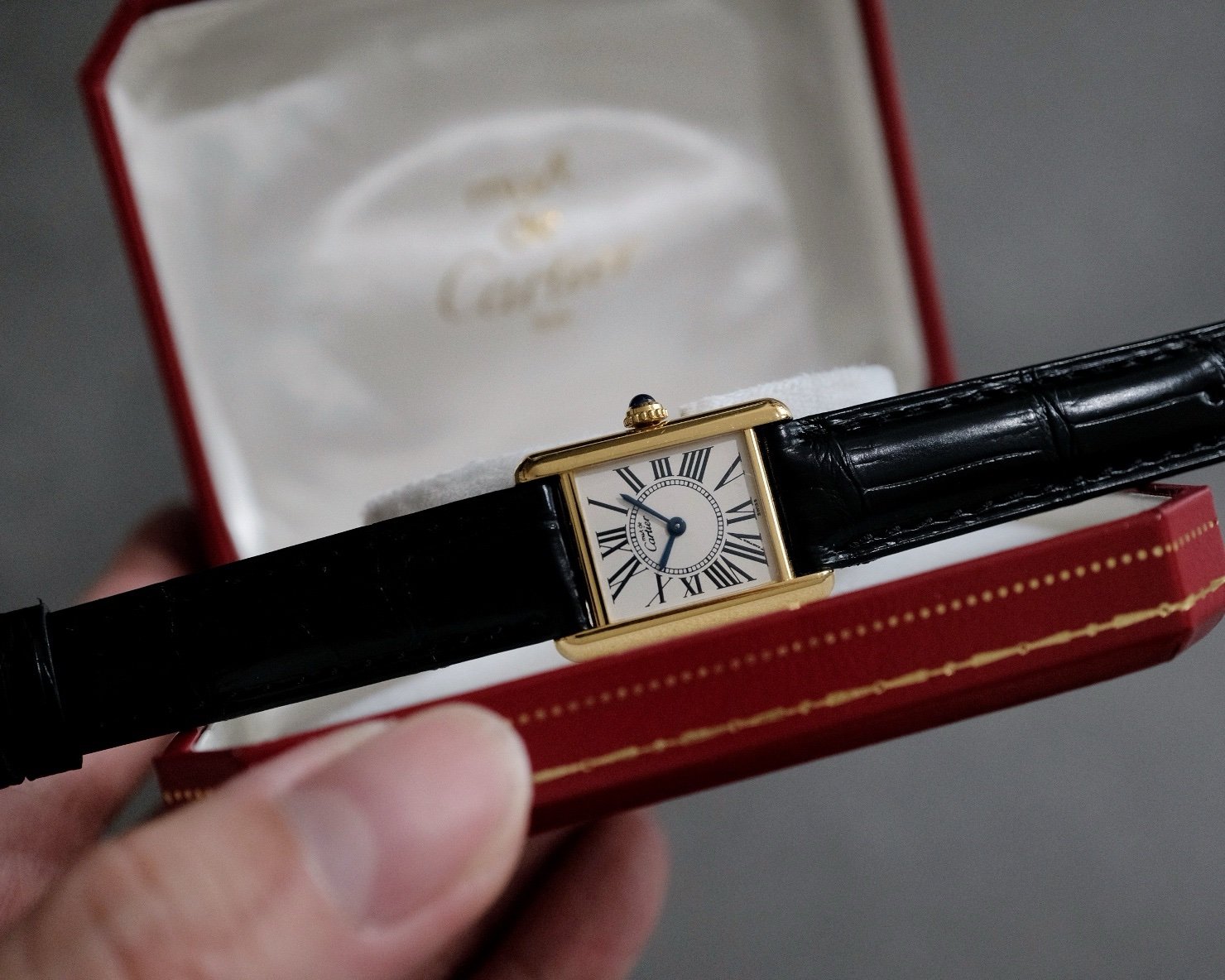 Must de Cartier Tank Vermeil SM Silver Opaline Ref. 1613 - Image 9
