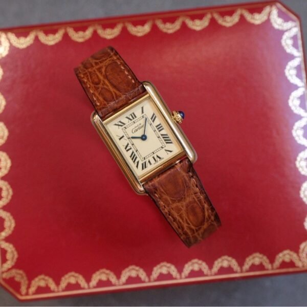 Must de Cartier Tank Vermeil MM Yellow Lemon Dial Ref. 2415