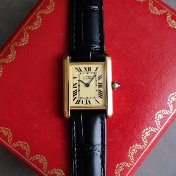 Must de Cartier Tank Vermeil MM Yellow Lemon Dial Ref. 2415