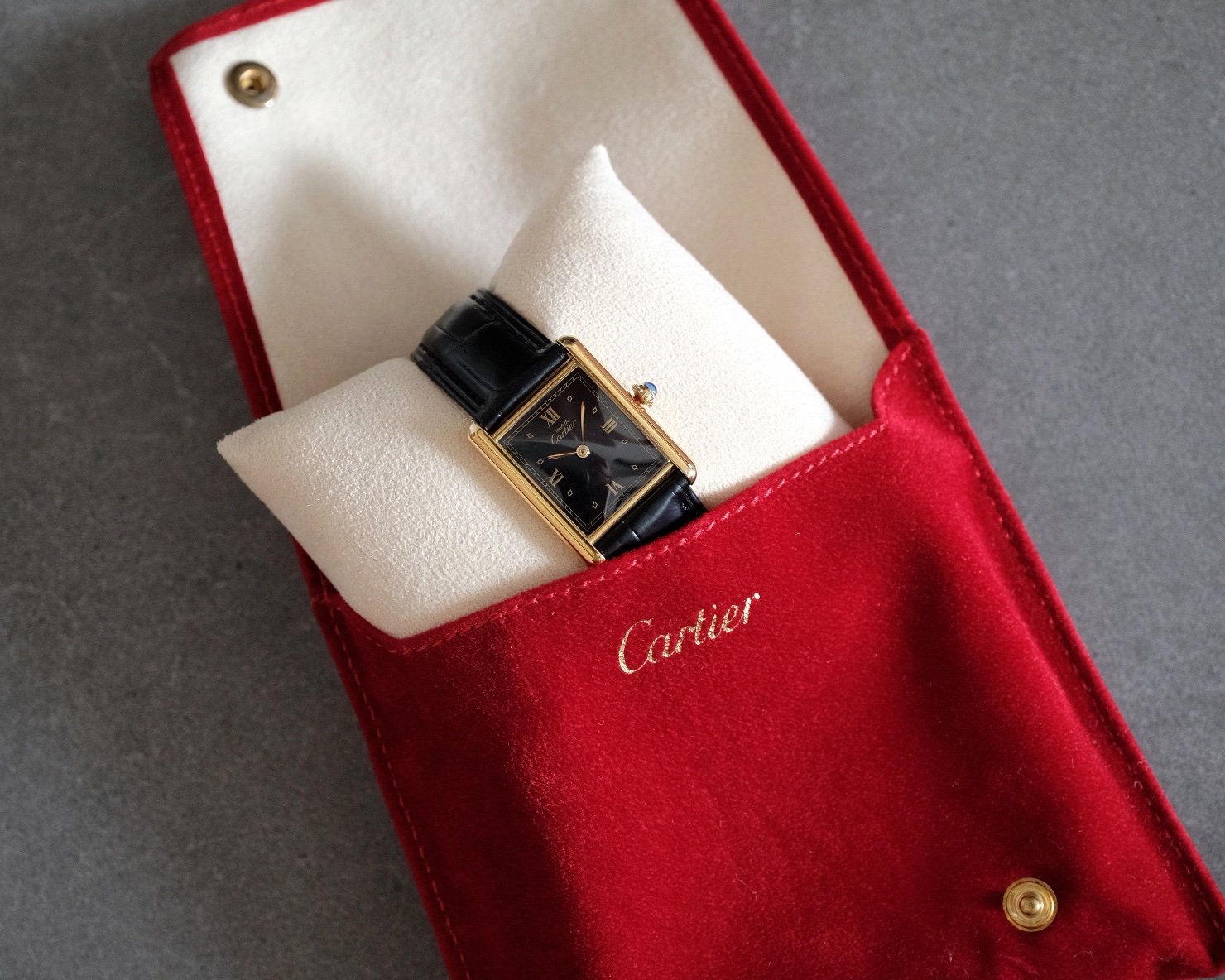 Must de Cartier Tank Vermeil LM Ref. 590005 Art Deco Black Dial - Image 10