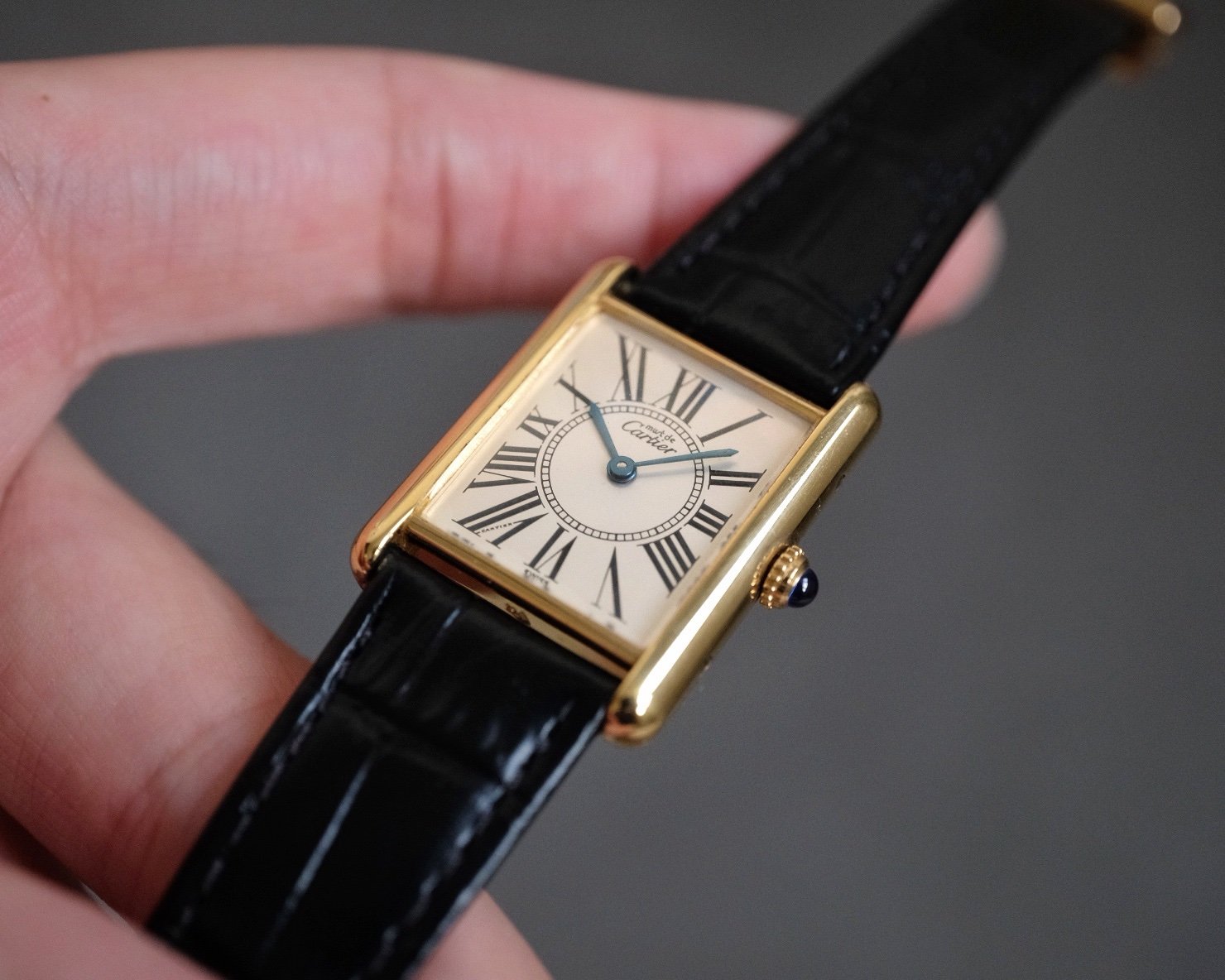 Must de Cartier Tank Vermeil LM Silver Opaline Ref. 590005 - Image 5