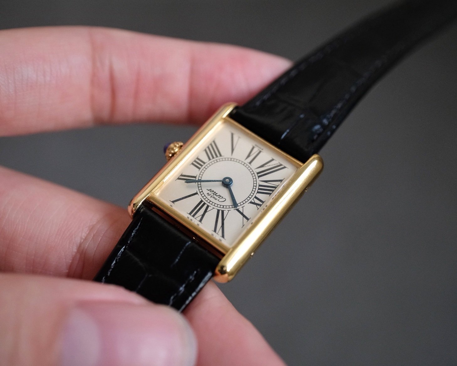 Must de Cartier Tank Vermeil LM Silver Opaline Ref. 590005 - Image 6