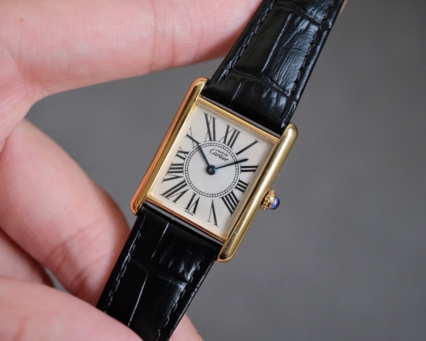 Must de Cartier Tank Vermeil LM Silver Opaline Ref. 590005 - Image 3
