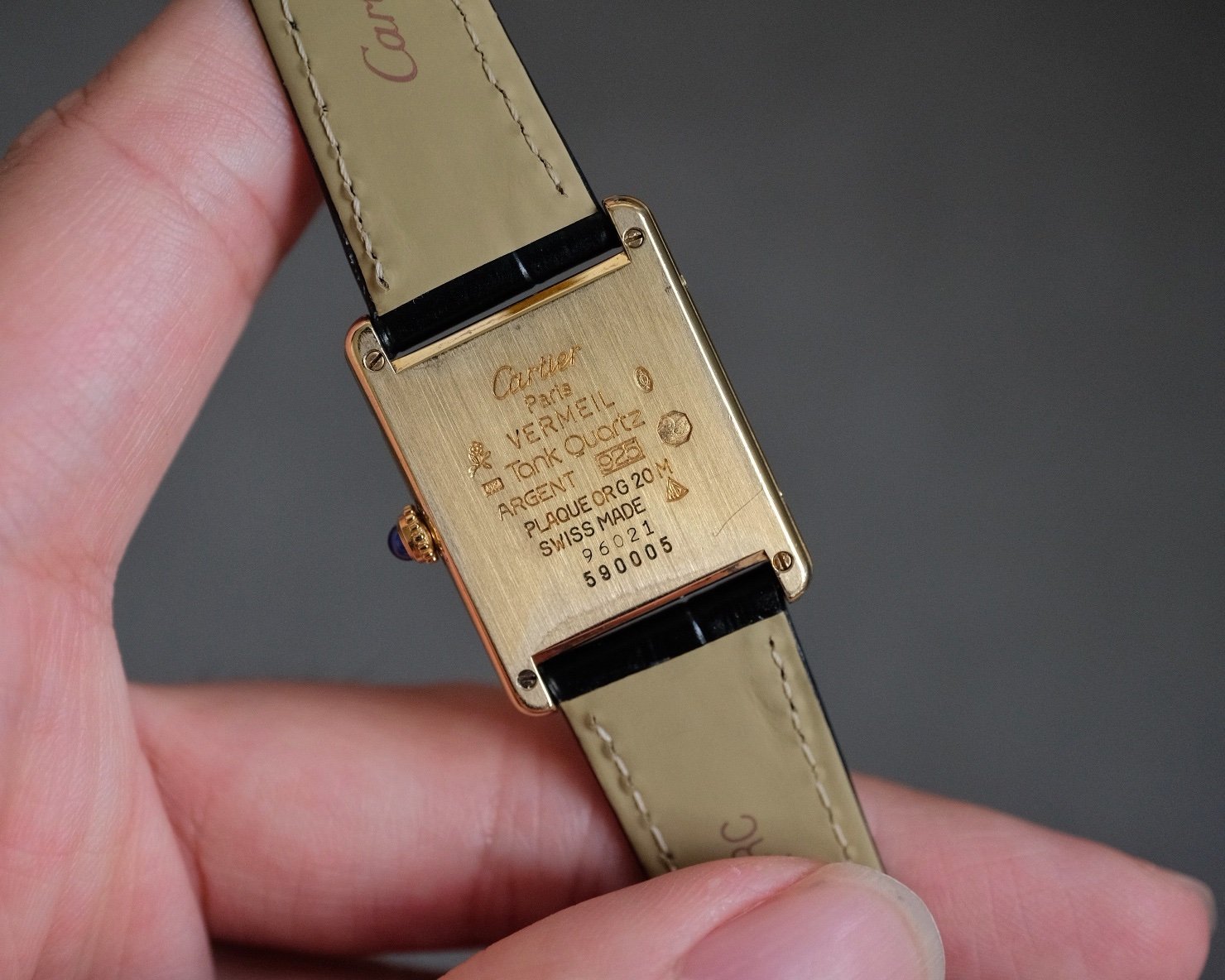 Must de Cartier Tank Vermeil LM Silver Opaline Ref. 590005 - Image 9