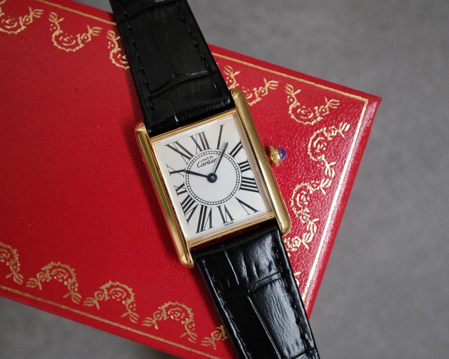 Must de Cartier Tank Vermeil LM Silver Opaline Ref. 590005