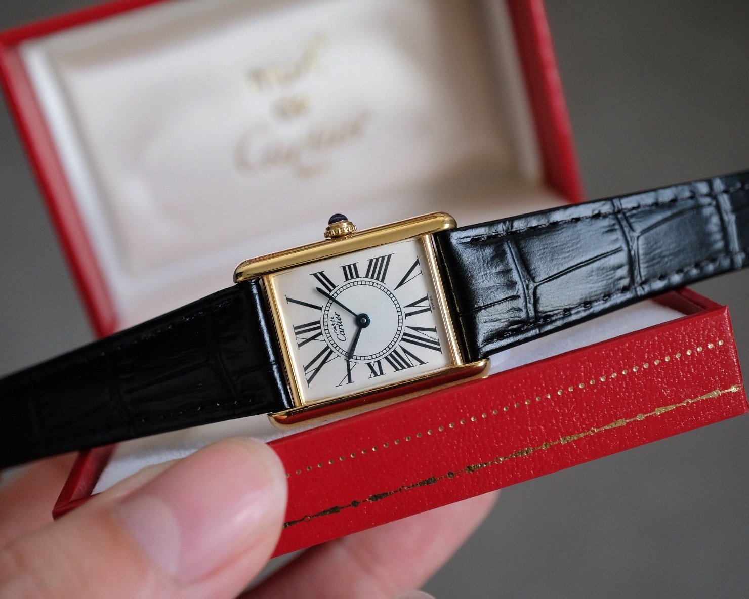 Must de Cartier Tank Vermeil LM Silver Opaline Ref. 590005 - Image 12