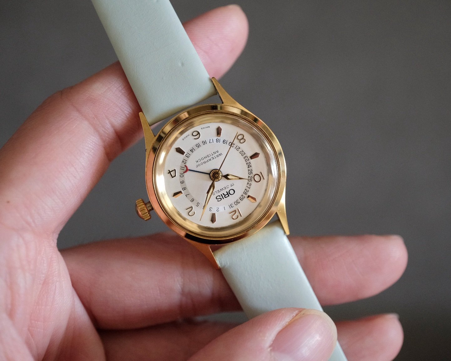 NOS Vintage Oris Pointer Date in Gold Plated Ref. 7306 - Image 4