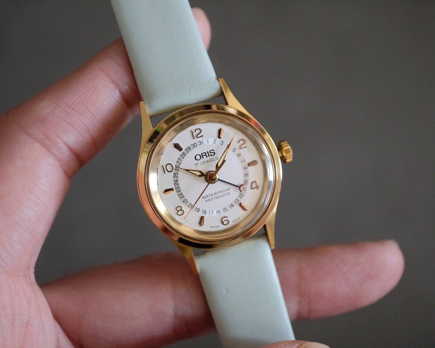 NOS Vintage Oris Pointer Date in Gold Plated Ref. 7306 - Image 2