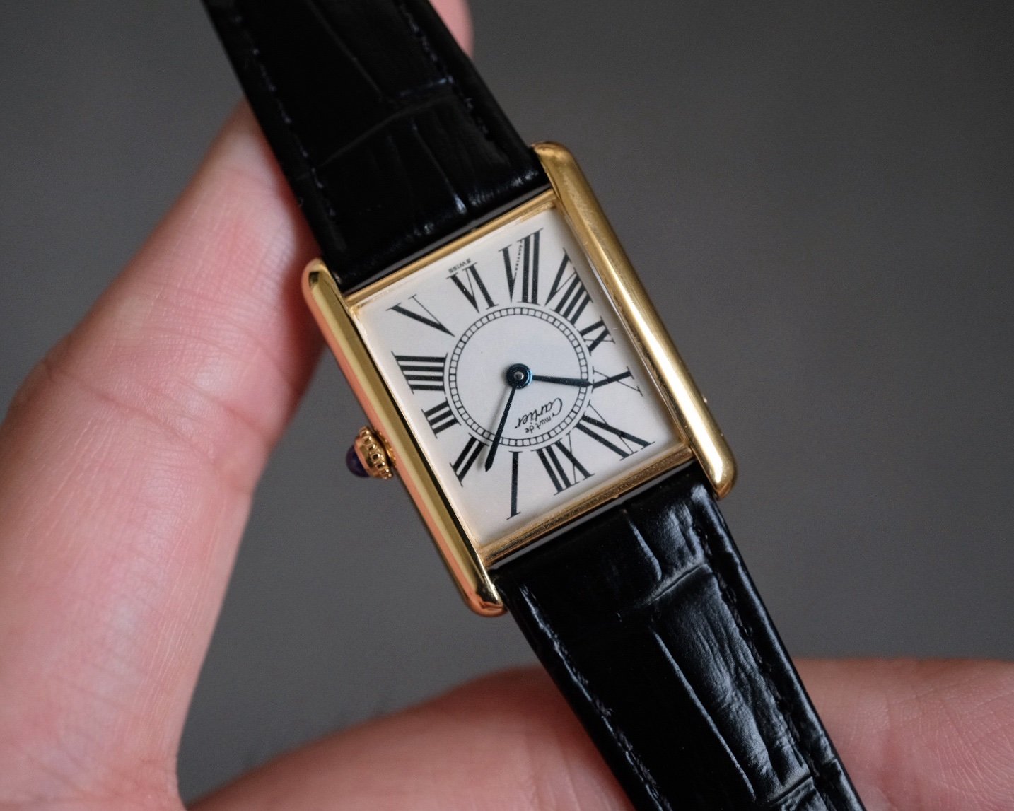 Must de Cartier Tank Vermeil LM Silver Opaline Ref. 590005 - Image 4