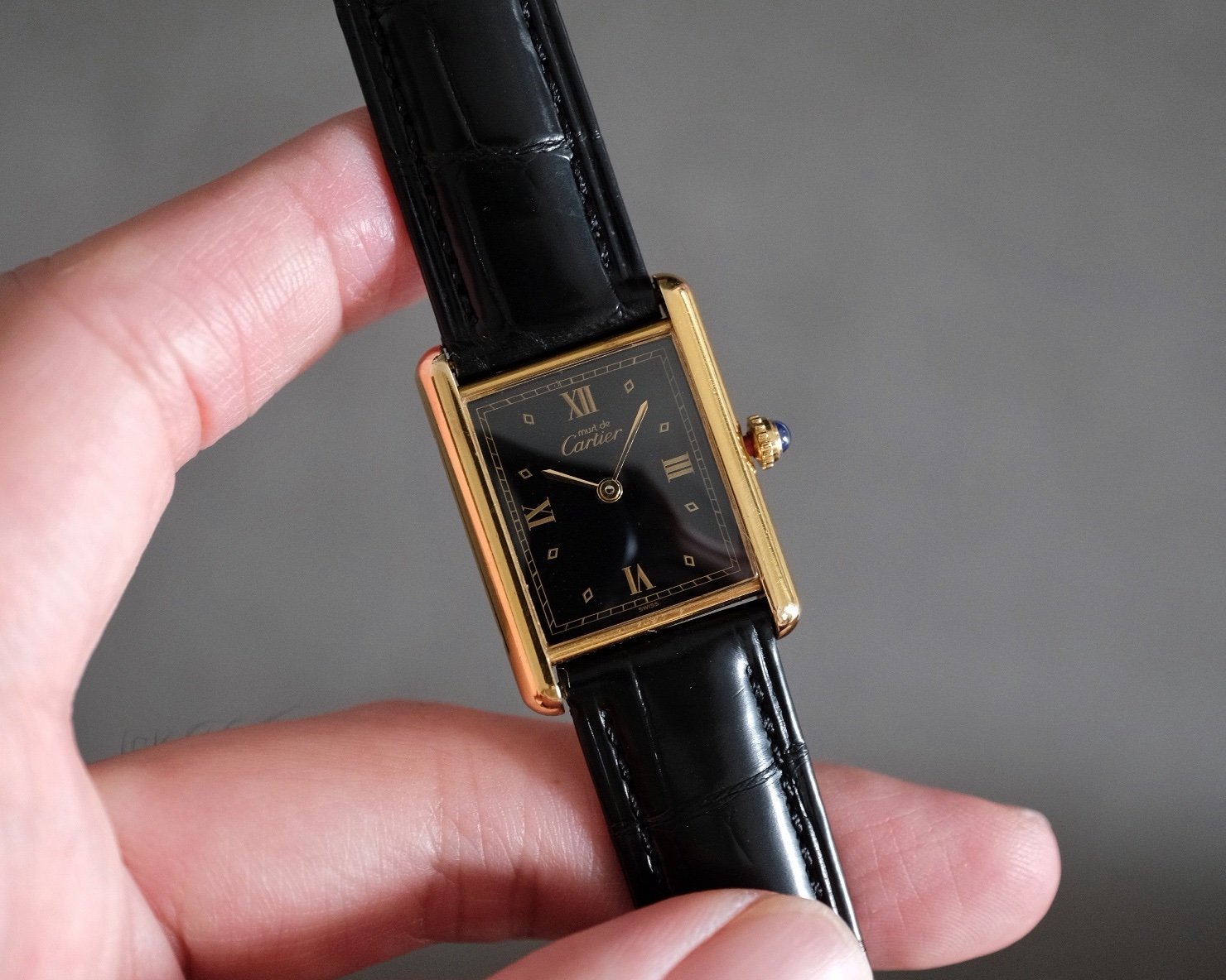 Must de Cartier Tank Vermeil LM Ref. 590005 Art Deco Black Dial - Image 2