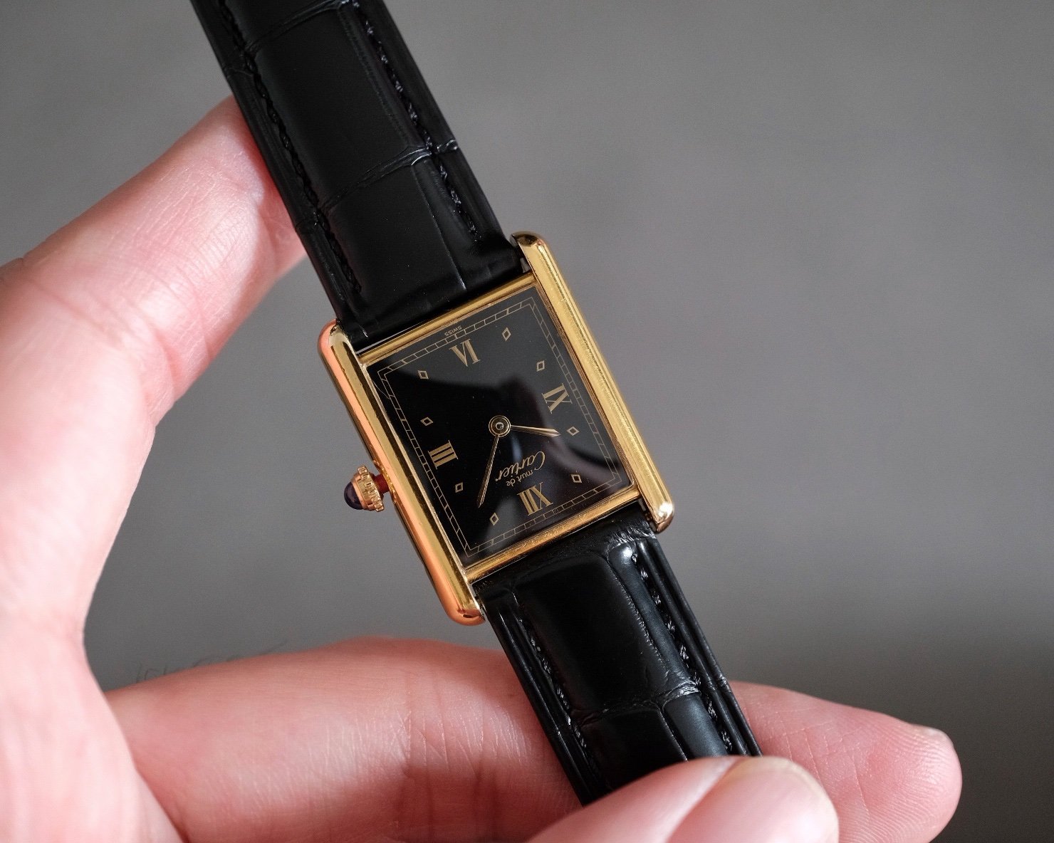 Must de Cartier Tank Vermeil LM Ref. 590005 Art Deco Black Dial - Image 4