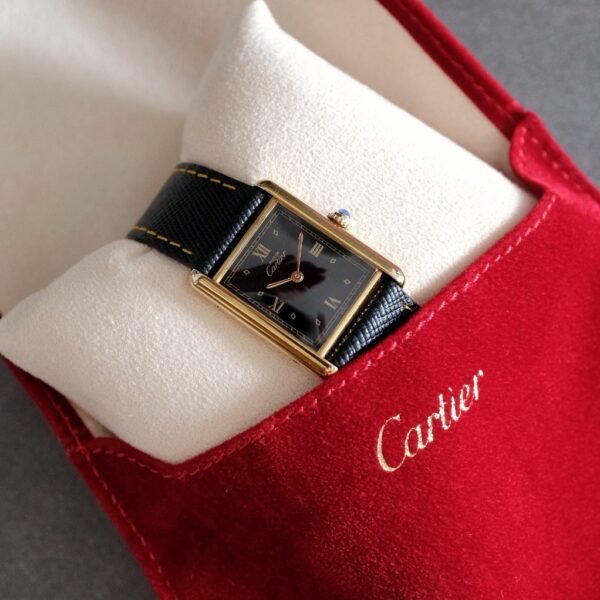 Must de Cartier Tank Vermeil LM Ref. 590005 Art Deco Black Dial