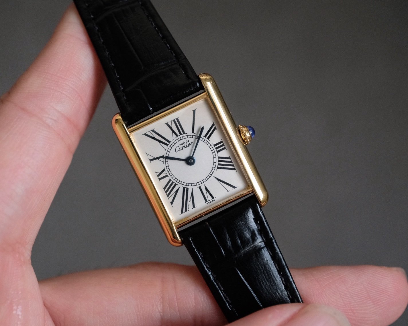 Must de Cartier Tank Vermeil LM Silver Opaline Ref. 590005 - Image 2