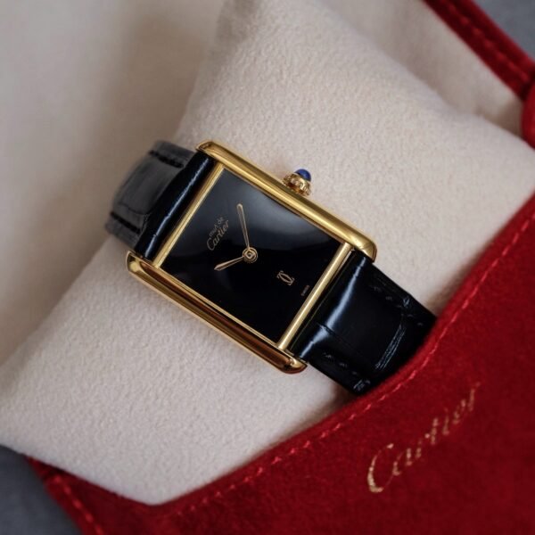 Must de Cartier Tank Vermeil GM Black “Onyx” Dial Ref. 6 Manual Wind