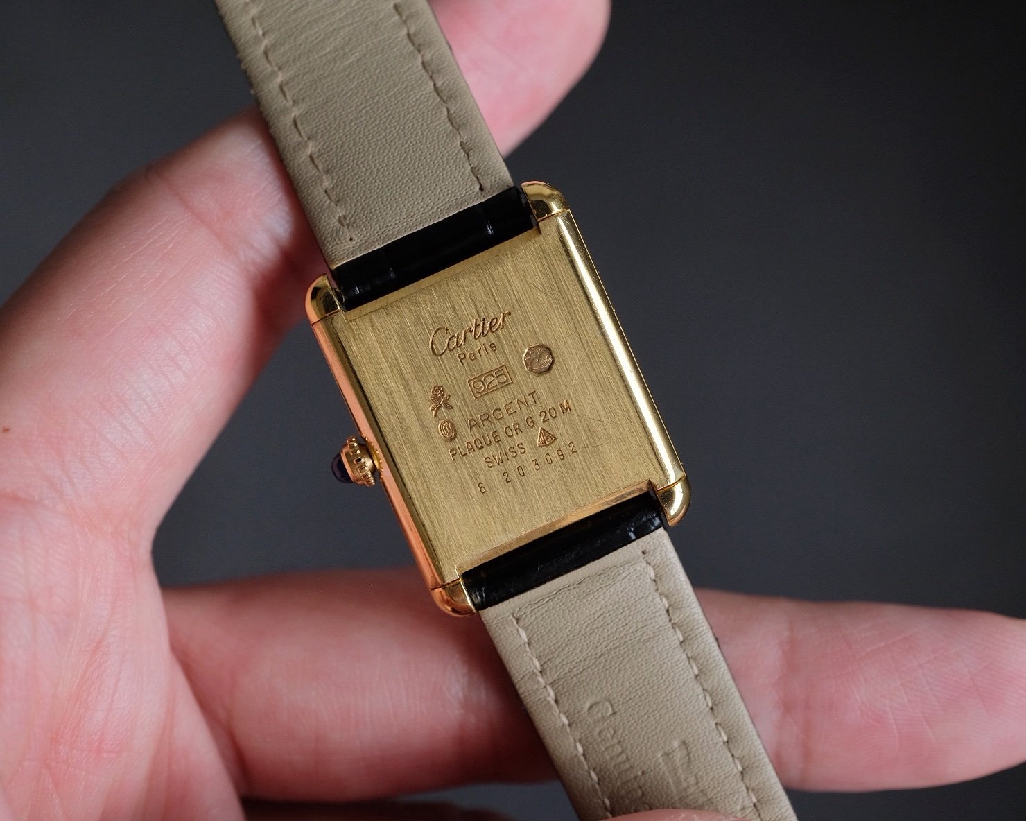 Must de Cartier Tank Vermeil GM Black “Onyx” Dial Ref. 6 Manual Wind - Image 7