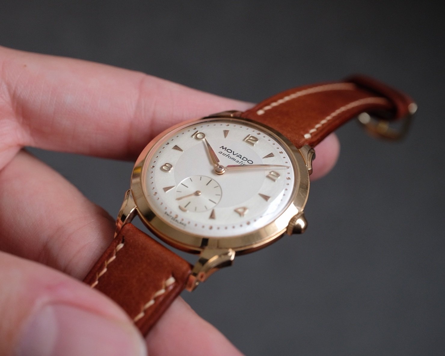 Vintage Movado 18K Rose Gold Sub Second Automatic Cal. 115 - Image 5