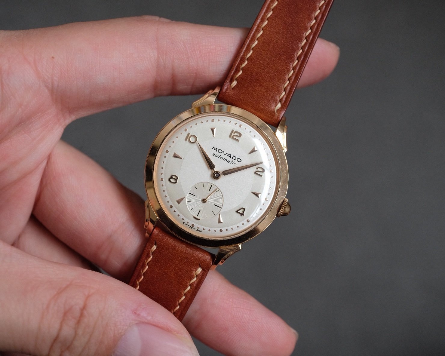 Vintage Movado 18K Rose Gold Sub Second Automatic Cal. 115 - Image 3