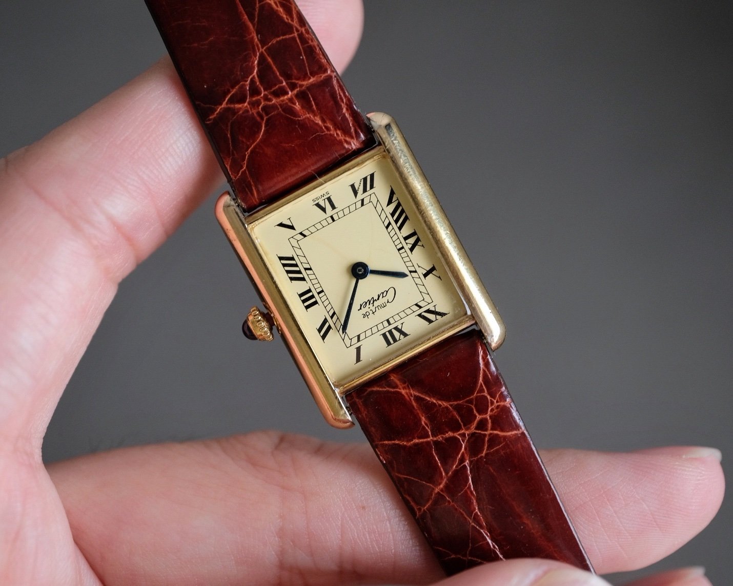 Must de Cartier Tank Vermeil LM Ref. 1615 Ivory Spider Dial - Image 4