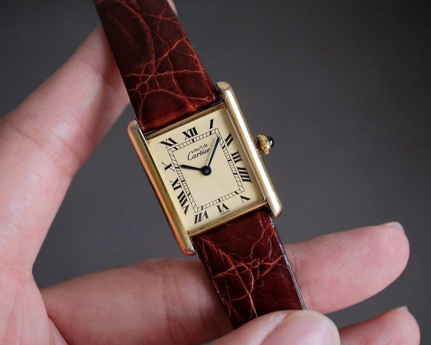 Must de Cartier Tank Vermeil LM Ref. 1615 Ivory Spider Dial - Image 2