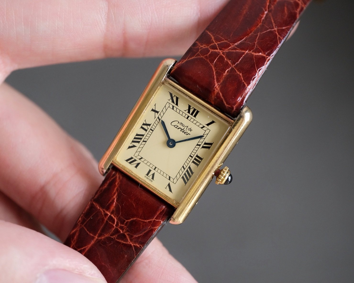 Must de Cartier Tank Vermeil LM Ref. 1615 Ivory Spider Dial - Image 3