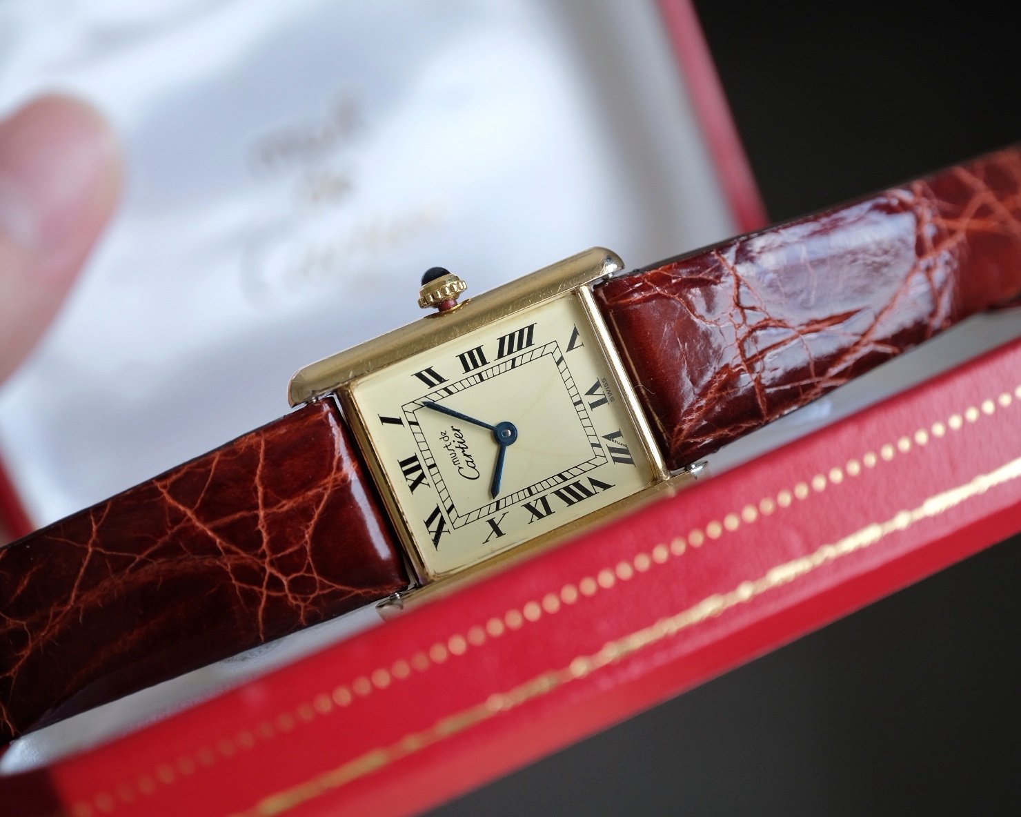 Must de Cartier Tank Vermeil LM Ref. 1615 Ivory Spider Dial - Image 9