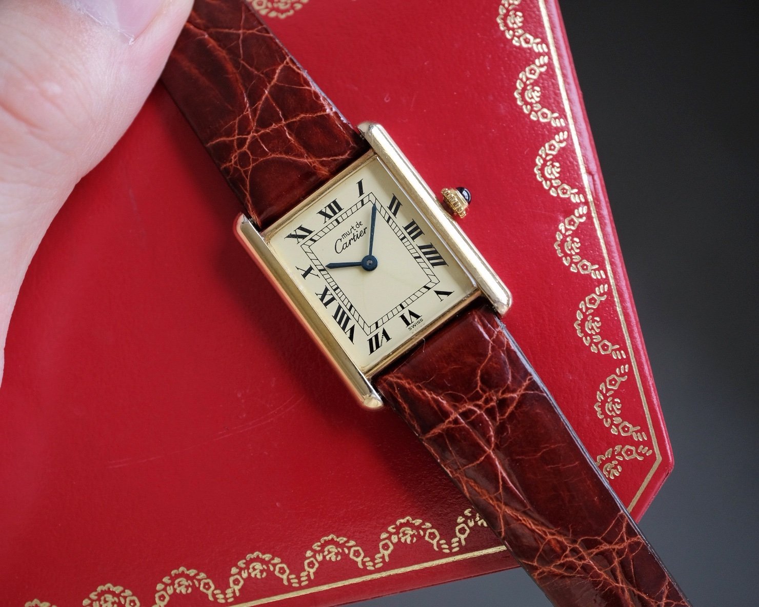 Must de Cartier Tank Vermeil LM Ref. 1615 Ivory Spider Dial - Image 10