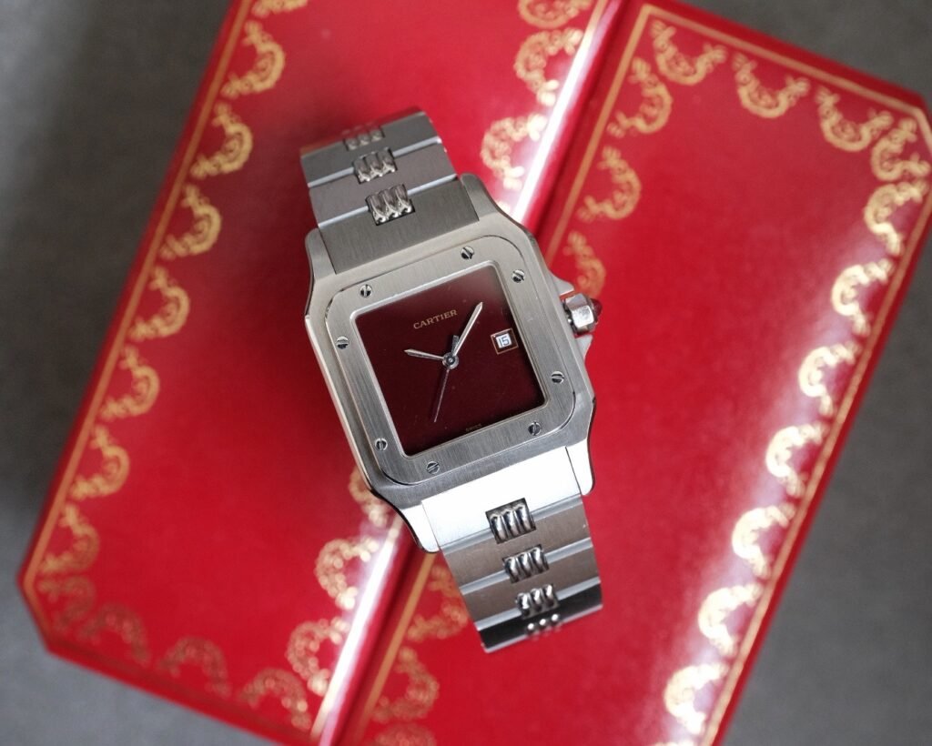 Cartier Santos Carree LM Burgundy Dial Ref. 2960 - Full Set