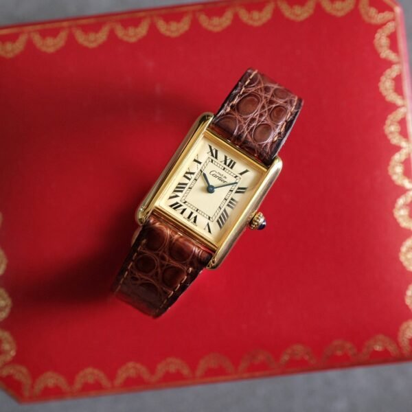 Must de Cartier Tank Vermeil MM Yellow Lemon Dial Ref. 2415